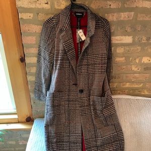 Plaid knit coat